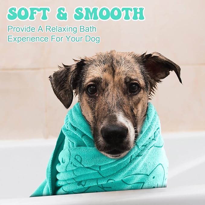Peryiter 8 Pcs Dog Drying Towels Bulk 55'' x 28'' Pet Grooming Absorbent Microfiber Dog Bath Towels Quick Drying Puppy Bathing Towel for Small Medium Large Cats Pets Bathing Grooming(Cyan)