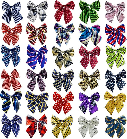 30 PCS Dog Bow Ties, Adjustable Variety Colors & Patterns Pet Collar Bowtie for Medium Large Dogs Big Cat Grooming Accessories, Boy and Girl Dogs Pets Christmas Festival Party Birthday Gift