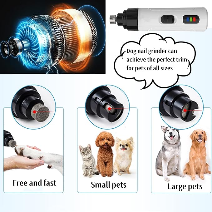 Heusom Silent Groom Pro Nail Grinder, 2025 New Heusom Dog Nail Trimmer, Rechargeable USB Charging Pet Nail Grinders for Dog, Electric Dog Nail Clippers, Pet Paws Grooming Smoothing Tool (1 Set)