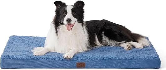Bedsure Large Dog Bed for Large Dogs – Orthopedic Waterproof Dog Beds with Removable Washable Cover, Egg Foam Pet Bed Mat, Blue Wave