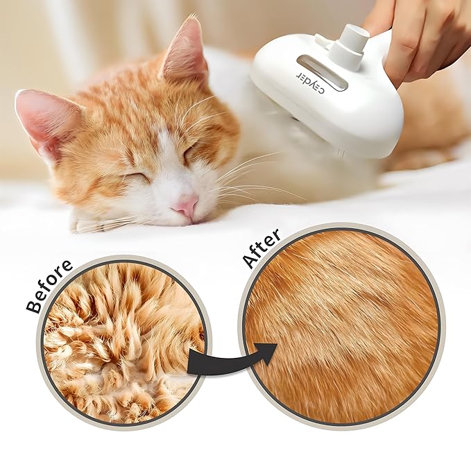 Cat Steam Brush For Shedding, Grooming Tool for Cats and Dogs with Steam Function, Massage, and Shedding Hair Removal - Ideal for Pets, Featuring Weighted Blanket Technology, Hair Brush (white comb)