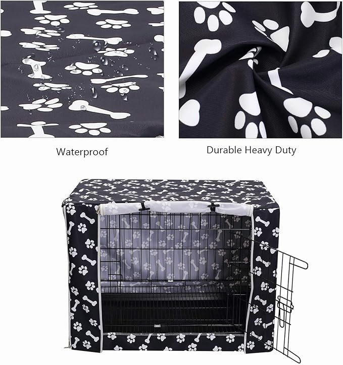 Geyecete Large Dog Crate Covers Fits 24inch-48inch Dog Crates for Small Medium Large Dogs Dog Crate Bed Dog Crate with Cover - Cover only(Crate Not Included)-Black-30