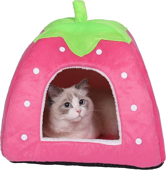 Spring Fever Hamster Guinea Pig Rabbit Dog Cat Chinchilla Hedgehog Bird Small Animal Pet Bed House Hideout Cage Accessorie C Pink XS (10.2 * 10.2 inch)