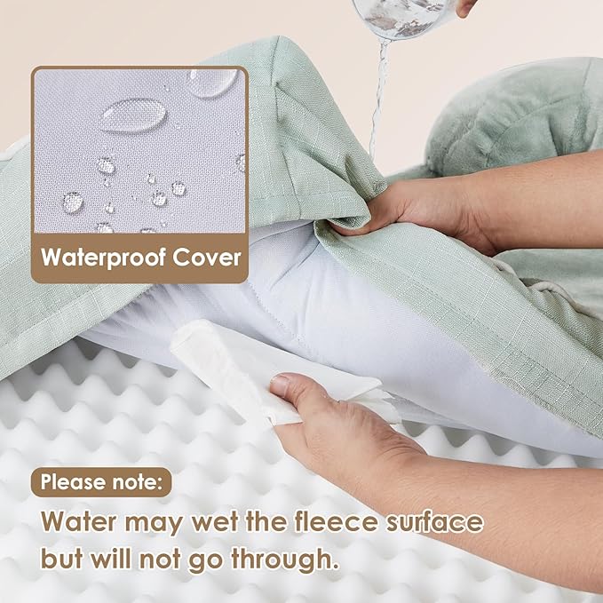 EHEYCIGA Orthopedic XL Dog Beds, Waterproof Memory Foam Dog Bed for Extra Large Dogs, Non-Slip Bottom and Egg-Crate Foam Big Dog Couch Bed with Washable Removable Cover, Sage Green