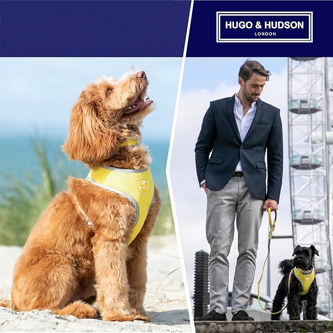 HUGO & HUDSON Dog Harness No-Pull Pet Harness Adjustable Quick Dry Mesh Padded Vest, Yellow, XS