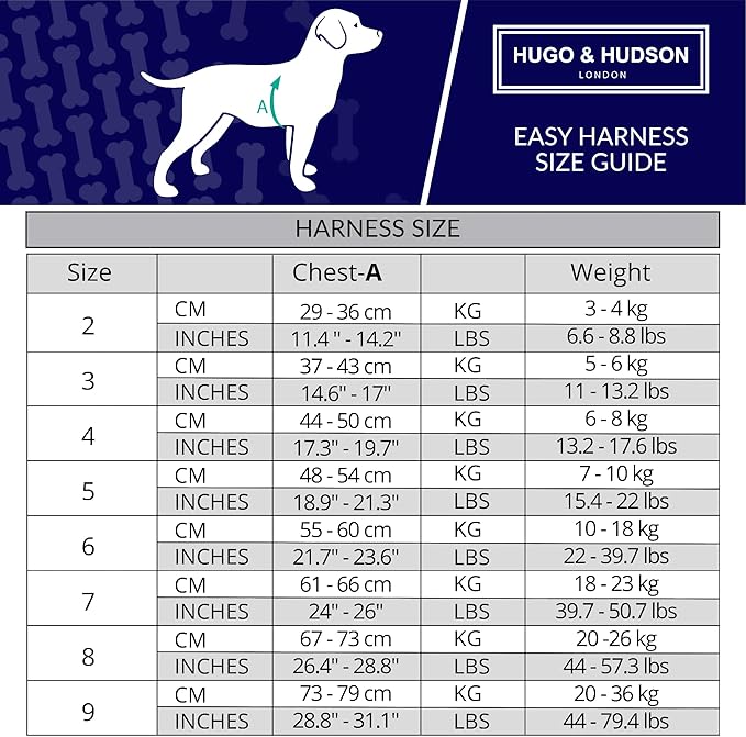HUGO & HUDSON Easy Walk Dog Harness, Adjustable Quick Dry No-Pull Pet Harness, Royal Blue, Size 2