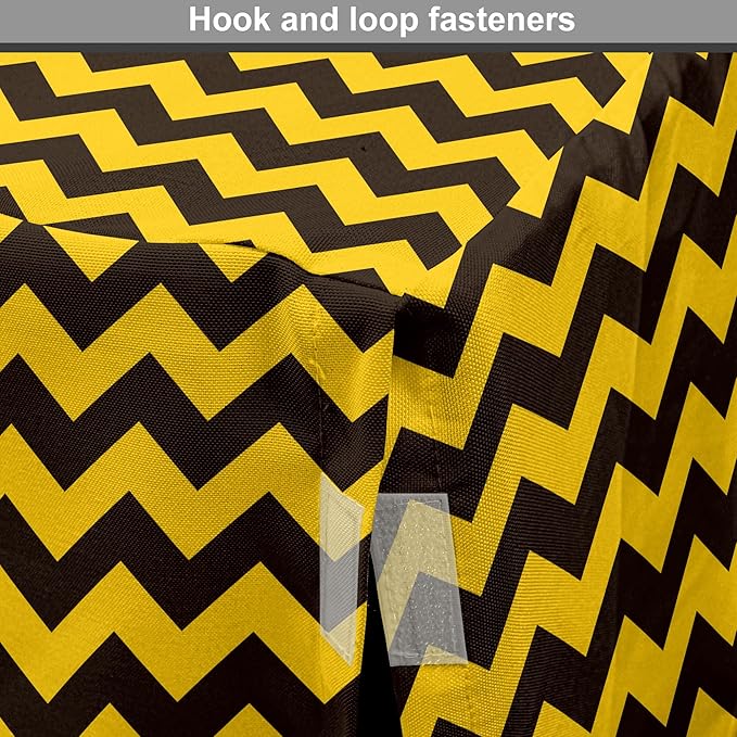 Lunarable Chevron Dog Crate Cover, Geometric Stripes Symmetric Large Parallel Line Glide Reflection Image, Easy to Use Pet Kennel Cover for Small Dogs Puppies Kittens, 22 Inch, Dark Brown Earth Yellow
