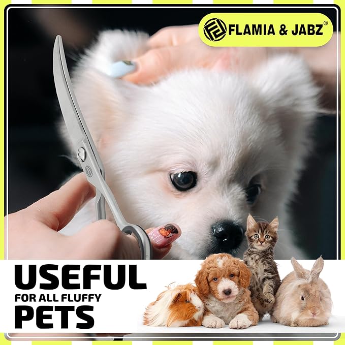Professional Dog Grooming Scissors/Shears, Curved, for Dogs, Cats & Pets (Right Handed, Stainless Steel 7.5 Inch)
