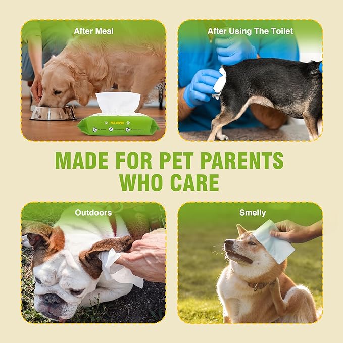 Petux Pet Wipes for Dogs and Cats, Unscented Dog Wipes Cleaning Deodorizing with Aloe Vera & Vitamin E, Soft Skin-Friendly Cat Wipes for Paws, Body, Bum, Fur and Face, 320 Count