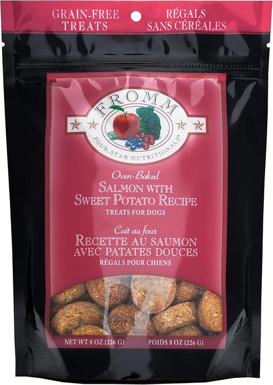 Fromm Four-Star Nutritionals Salmon with Sweet Potato Dog Treats - Premium Oven Baked Dog Snacks - Salmon Recipe - 8 oz