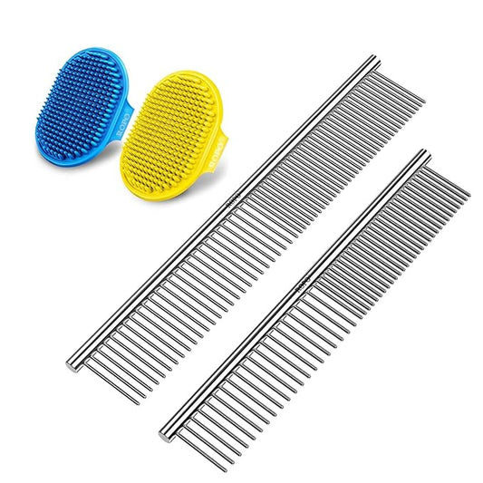 ROPO Dog Grooming Brush, 2pcs Pet Cat and Dog Comb Tool Materials, Easy to Use, Lightweight and Portable, Suitable for Any Pet with Hair Guarantee