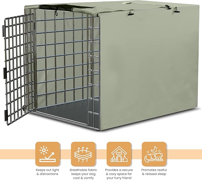 Utopia Home Dog Crate Cover, Waterproof Dog Kennel Cover 36 Inch - Beige Tan, 600D Heavy Duty Dog Cage Cover Universal Fit for Most Wire Pet Crates - 36 x 23 x 25 Inch (Cover Only)
