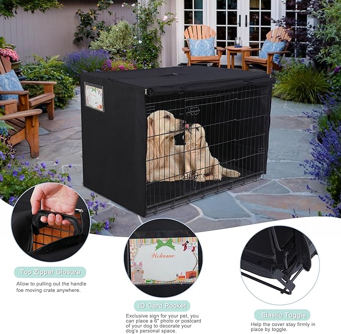 HiCaptain Dog Crate Cover - Polyester Heavy Duty Windproof Pet Kennel Cover for Wire Crate Indoor Outdoor Protection 30in S (Grey)