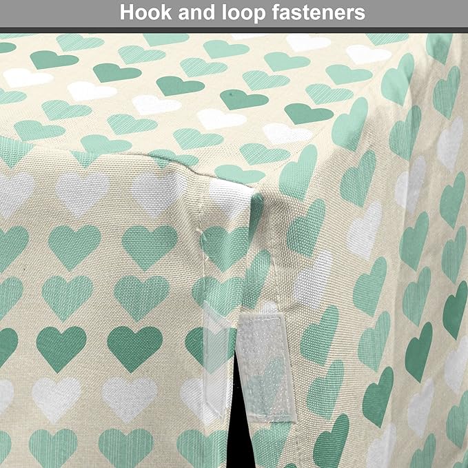 Lunarable Aquamarine Dog Crate Cover, Romantic Pattern with Heart Shapes in Rows, Easy to Use Pet Kennel Cover for Medium Large Dogs, 48 Inch, Champagne Laurel Green