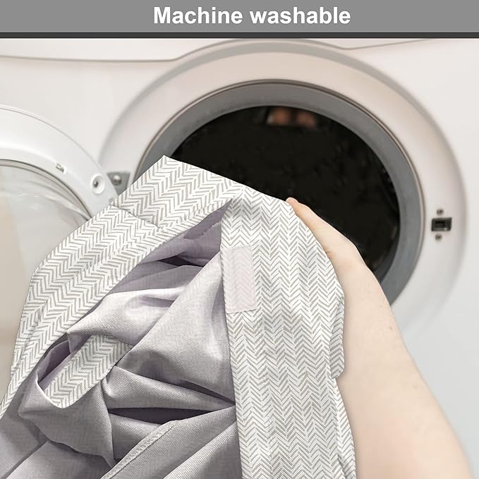 Lunarable Chevron Dog Crate Cover, Hand Drawn Monochrome Herringbone Lines Composition of Abstract Zigzags, Easy to Use Pet Kennel Cover for Medium Large Dogs, 48 Inch, White Beige