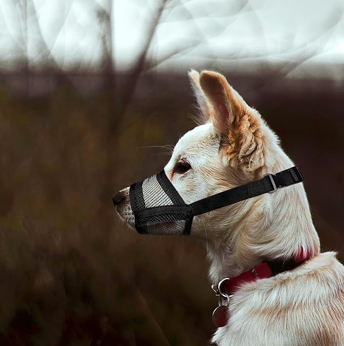 Flintstone Dog Muzzle for Small Dogs – Soft Mesh Muzzle for Small Dog Chihuahua Poodle Husky Labrador | Breathable Small Dog Muzzle Guard| Small Dog Muzzles to Prevent Biting Chewing Small, 6.5”-8”