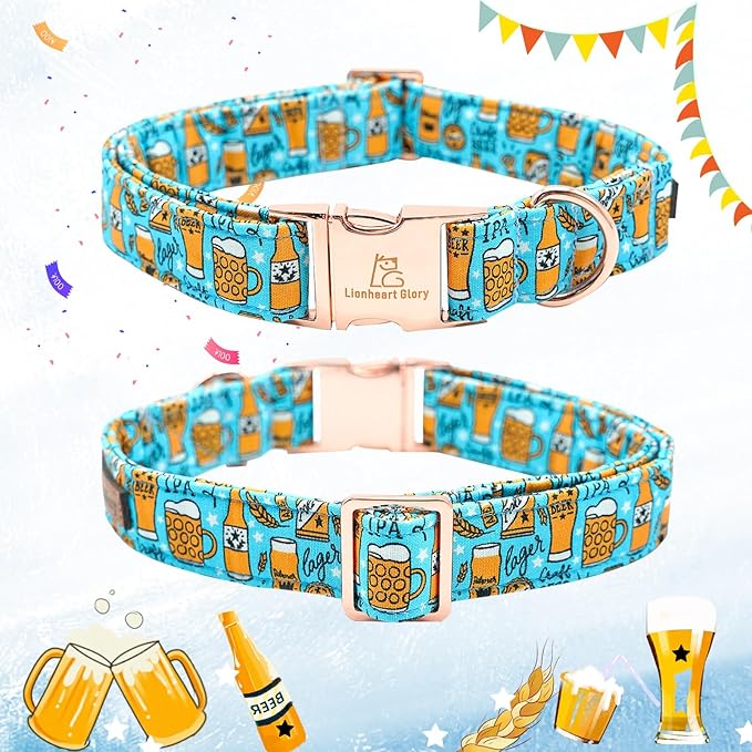 Lionheart glory Dog Collar Blue Dog Collar Summer Dog Collar Party Collar Dog Boy or Girl Soft Durable Adjustable Dog Collars for Small Dogs