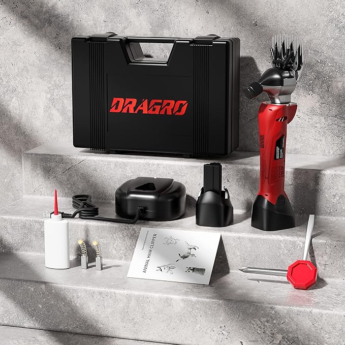 500W Cordless Sheep Shears, Professional Electric Sheep Shearing Clippers with 2 PCS Rechargeable 2 Ah Lithium Battery, Heavy Duty Animal Clippers for Alpacas Goats Cattle Farm Livestock Pet