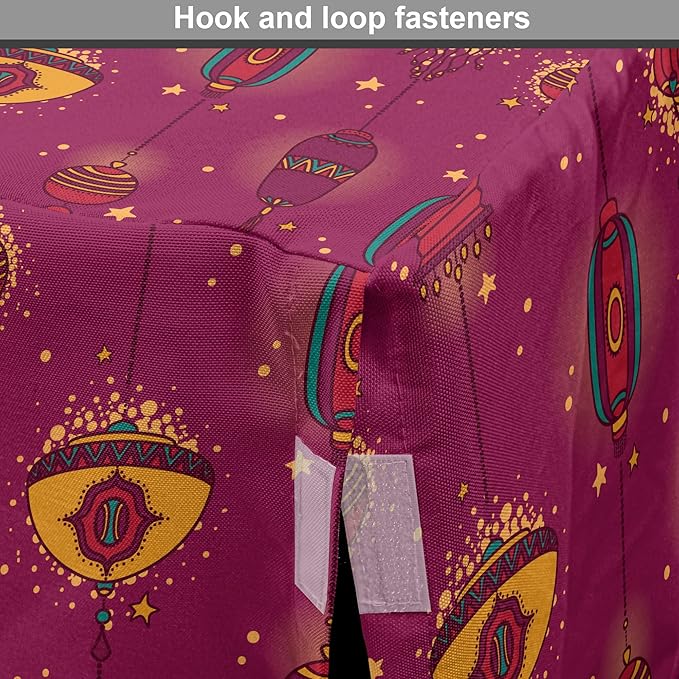 Lunarable Folkloric Dog Crate Cover, Cultural Inspirations Oriental Party Celebration Art Traditional Design, Easy to Use Pet Kennel Cover for Small Dogs Puppies Kittens, 22 Inch, Magenta and Yellow
