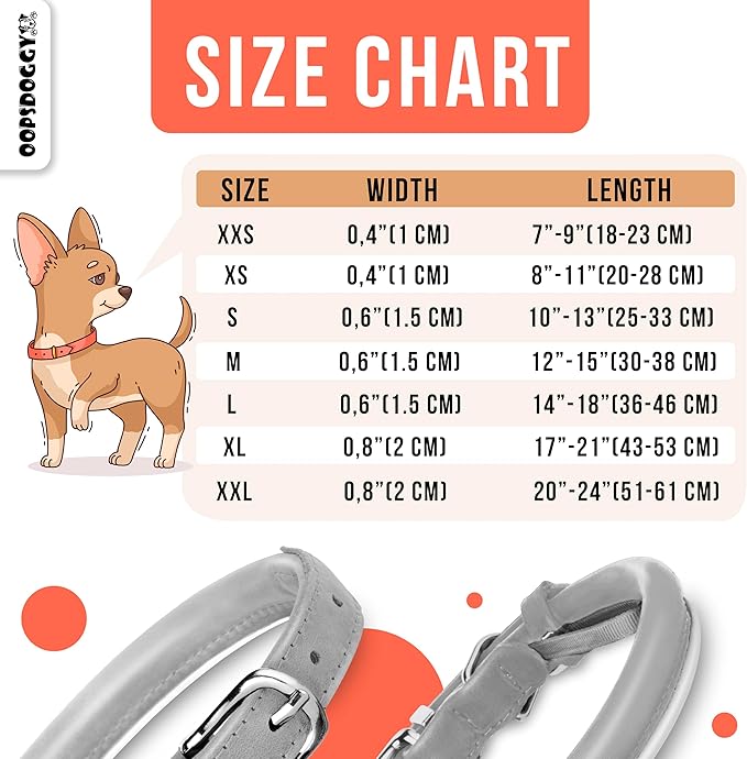 OOPSDOGGY Reflective Rolled Leather Dog Collar for Large Dogs, Adjustable Soft Padded Pet Collar for Large Breed Dogs (L, 14"-18", Brown)