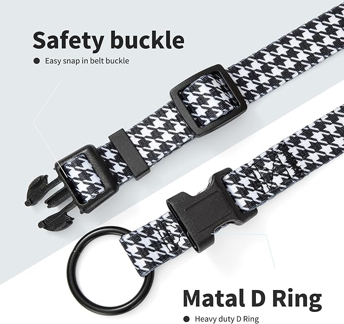 Mile High Life Dog Collar | Nylon Puppy Collars w Cute Patterns | Lightweight Girl Dog Collar | Boy Dog Collar for Small/Medium/Large Dogs (Black White, Medium)