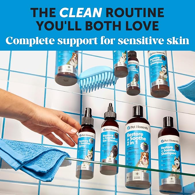 Restore + Soothe Shampoo for Sensitive Skin for Dogs & Cats - Dog Skin and Coat Supplement - Soothes Itching, Irritation and Hot Spots (Lavender) - 12oz