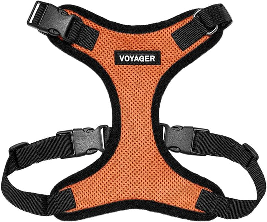 Voyager Step-in Lock Pet Harness - All Weather Mesh, Adjustable Step in Harness for Cats and Dogs by Best Pet Supplies - Orange/Black Trim, S