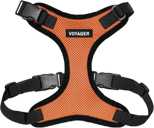 Voyager Step-in Lock Pet Harness - All Weather Mesh, Adjustable Step in Harness for Cats and Dogs by Best Pet Supplies - Orange/Black Trim, L
