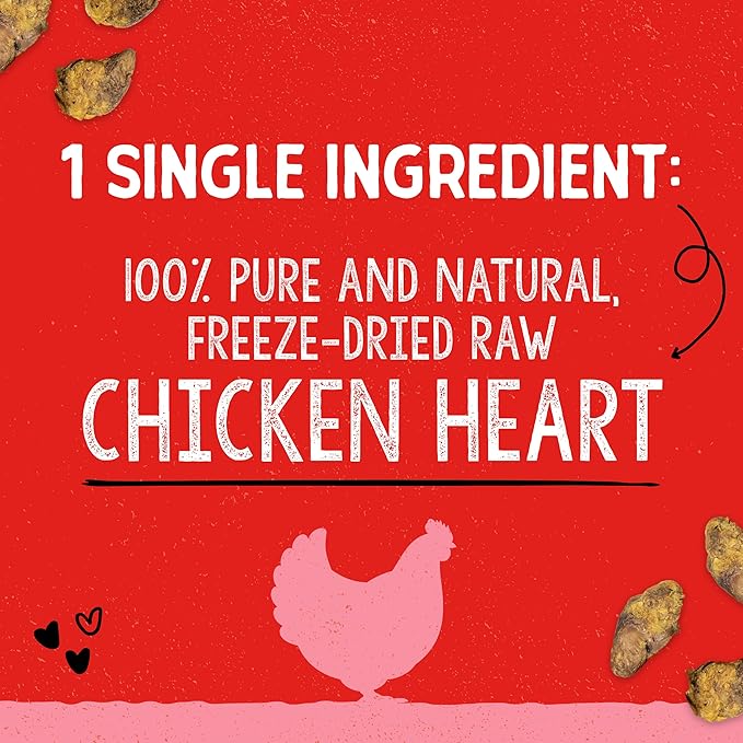 Stella & Chewy's Freeze-Dried Raw Single Ingredient Chicken Hearts Dog Treats, 3 oz. Bag