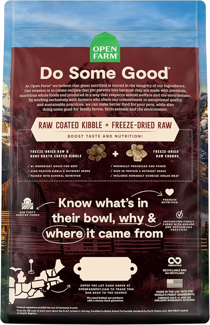 Open Farm RawMix Ancient Grains Front Range Recipe for Dogs, Includes Kibble, Bone Broth, and Freeze Dried Raw, Inspired by The Wild, Humanely Raised Protein and Non-GMO Fruits and Veggies, 20 lb