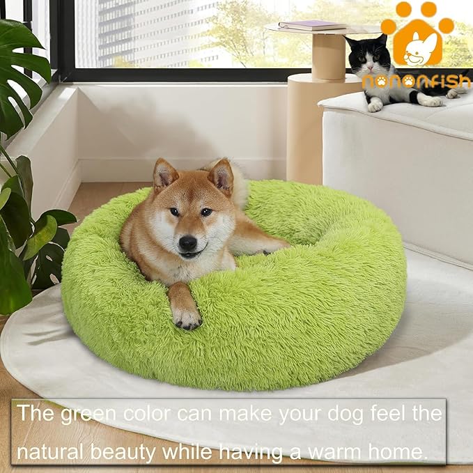 Calming Bed for Dogs 30 Inches Dark Gray Dog Beds for Medium Dogs Washable Anti-Anxiety Dog Beds for Medium Dogs