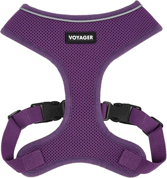 Voyager Aerolite No Pull Mesh Dog Harness with Lightweight, Soft, Breathable, Reflective Stitching, and Adjustable Straps for Walking, Running, Training, Heavy Duty and Durable - Purple, M