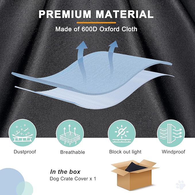 HiCaptain Dog Crate Cover - Polyester Heavy Duty Windproof Pet Kennel Cover for Wire Crate Indoor Outdoor Protection 30in S (Grey)