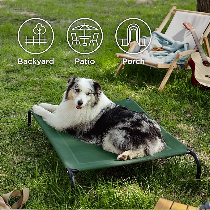 Bedsure XL Elevated Cooling Dog Bed Cot, Raised Pet Beds with No-Slip Feet, Stable Frame & Durable Supportive Teslin Recyclable Mesh, Breathable, Indoor and Outdoor, Multi Size Breathable Mesh