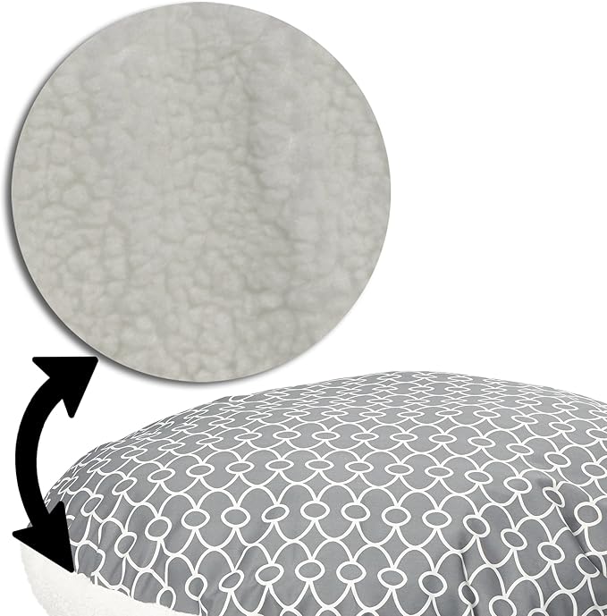 Midwest Homes for Pets Over-Stuffed Dog Bed feat Teflon with Gray/Fleece Pattern, Medium