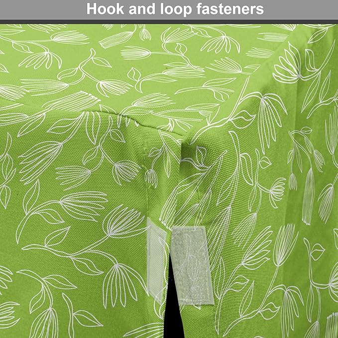 Ambesonne Floral Dog Crate Cover, Vintage Inspired Simplistic Outline Flowers Nature Botany Art Repetition, Easy to Use Pet Kennel Cover for Cats & Medium Dogs, 24 Inch, Lime Green and White