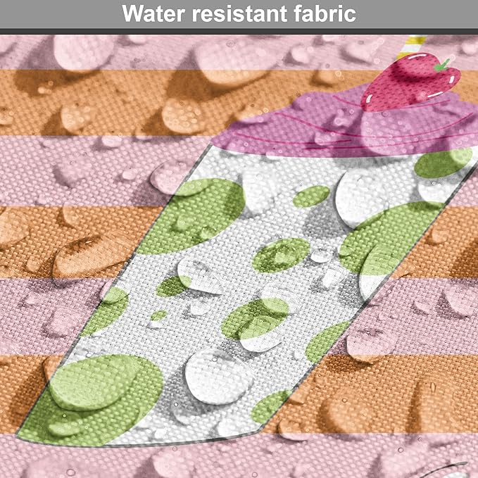 Lunarable Drinks Dog Crate Cover, Colorful Ice Cream Milkshake Creamy on a Striped Background, Easy to Use Pet Kennel Cover for Medium Large Dogs, 42 Inch, Salmon Pale Pink