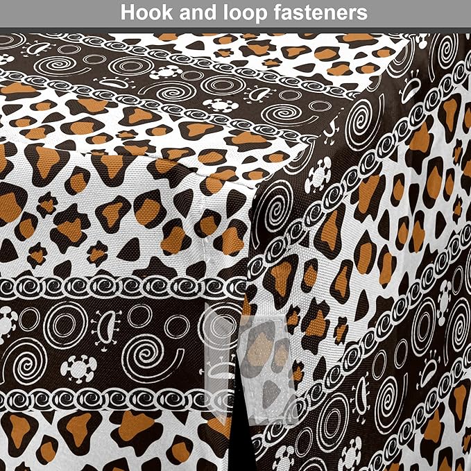 Ambesonne African Dog Crate Cover, Traditional Borders Cheetah Skin with Abstract Spirals and Circles, Easy to Use Pet Kennel Cover for Cats & Medium Dogs, 30 Inch, Pale Coffee Brown White