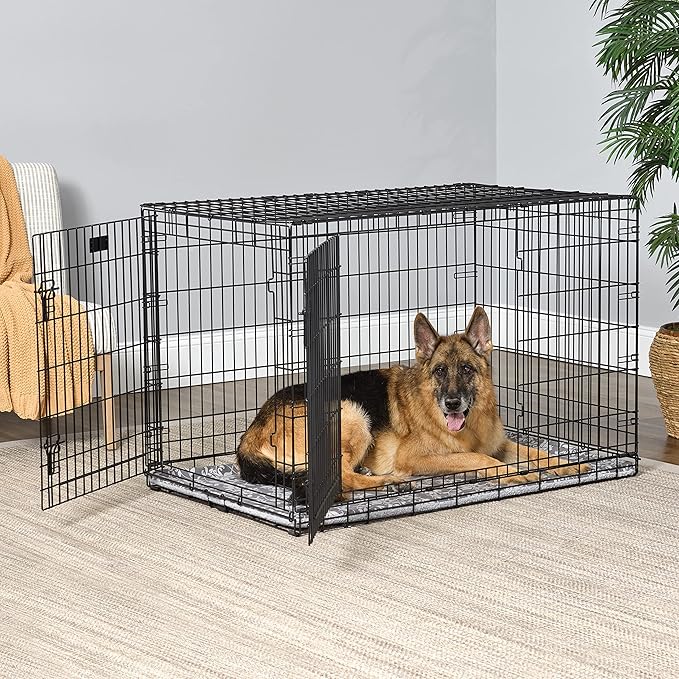 MidWest Homes for Pets Quiet Time Reversible Dog Crate Pan Cover, Fits MidWest Homes for Pets Dog Crate Pans, 48" Gray Floral/Fleece, Pan Cover Only