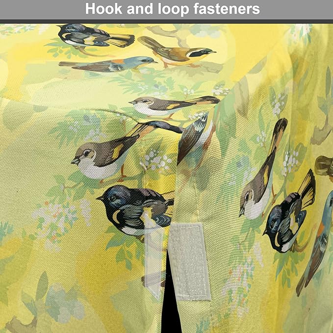 Ambesonne Bird Dog Crate Cover, Little Birds on Spring Branches in Watercolor Style Repetitive Pattern, Easy to Use Pet Kennel Cover for Medium Large Dogs, 48 Inch, Yellow and Multicolor