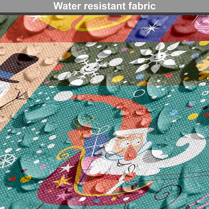 Lunarable Christmas Dog Crate Cover, Modern Design Theme Funny Xmas Winter Patterns Theme, Easy to Use Pet Kennel Cover for Cats & Medium Dogs, 24 Inch, Red Blue