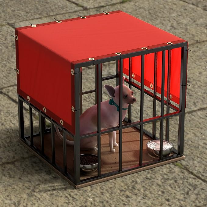 ColourTree 2' x 6' Red Custom Size Waterproof Shade Cloth with Grommets - 90% Sunblock, Durable Mesh Fabric Tarp for Dog Kennel Cover, Fence Privacy Screen, Greenhouse, Coop & Pet Playpen