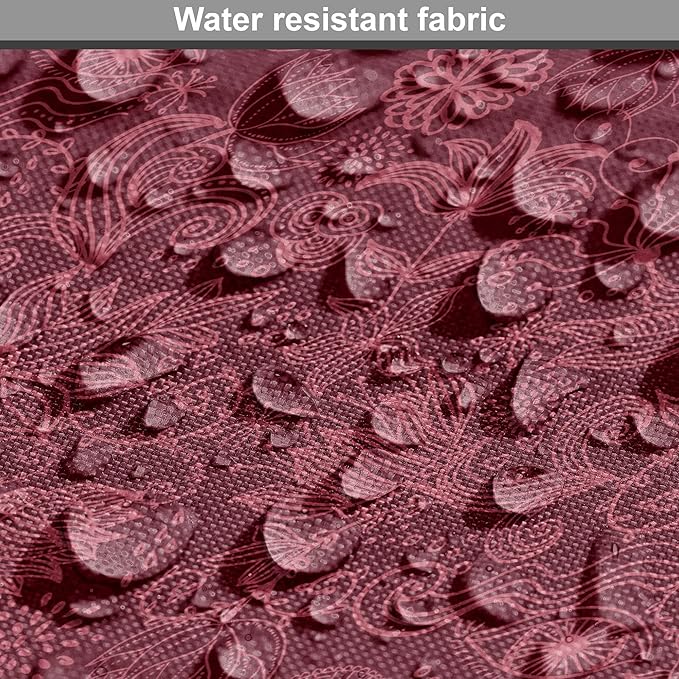 Lunarable Burgundy Dog Crate Cover, Cheerful Nature Inspired Gardening Pattern with Blooming Flowers Ornate Style, Easy to Use Pet Kennel Cover for Cats & Medium Dogs, 30 Inch, Burgundy Coral