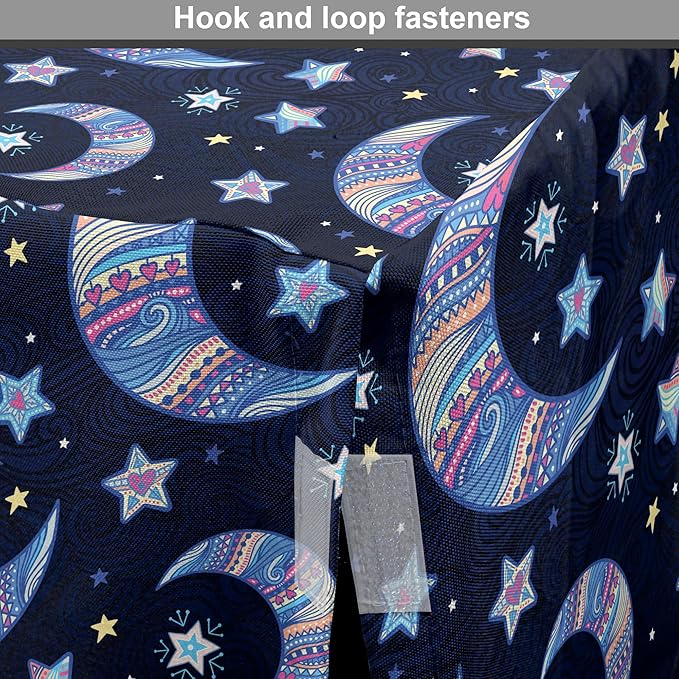Lunarable Bohemian Stars Dog Crate Cover, Crescent Moon and Night Sky Elements Motif Curvy Background, Easy to Use Pet Kennel Cover for Medium Large Dogs, 36 Inch, Pink Blue