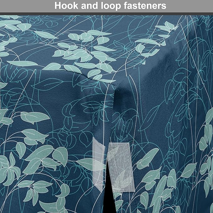 Lunarable Blue Floral Dog Crate Cover, Abstract Leaves and Outlines Rural Field Garden Foliage Art, Easy to Use Pet Kennel Cover for Cats & Medium Dogs, 24 Inch, Green Night