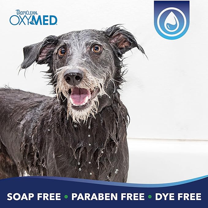 TropiClean OxyMed Hypoallergenic Dog Shampoo for Allergies and Itching, Skin Soothing Shampoo for Pets with Sensitive Skin, Tearless, Cat Safe, 1 Gallon
