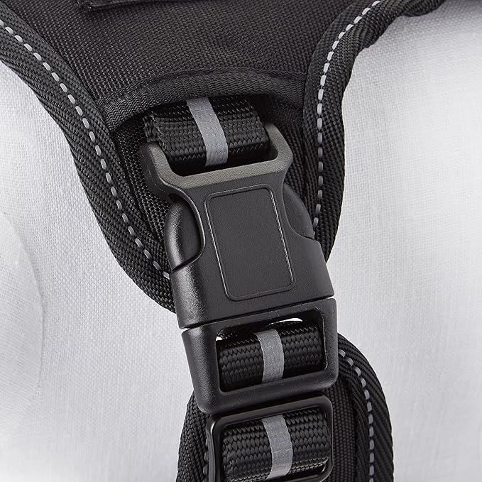Amazon Basics No Pull Dog Harness, Adjustable Front Clip, Tactical Vest, Medium, Black