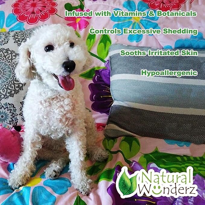 Pet Shampoo & Conditioner, Shed Free 2-in-1, Oatmeal and Honey, Hypoallergenic, Vegan, Natural Extract, for Healthy Skin & Coat, 32 Fl Oz, for Dry Itchy Skin, All Breeds, by Natural Wunderz