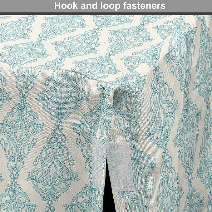 Lunarable Damask Blue Dog Crate Cover, Vintage Antique Pattern with Classic Victorian Motif, Easy to Use Pet Kennel Cover for Medium Large Dogs, 36 Inch, Eggshell Pale Cadet Blue