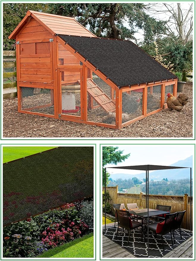 High Density Dog Kennel Shade Cover- 10 x 13ft Upgrade Mesh Shade Panel, Dog Cage Sunblock Shading Cloth Net Mesh Tarp with Rope for Outdoor Dog House Large Pet Crate Chicken Coop